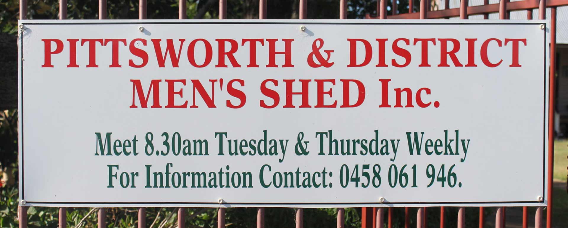 Pittsworth & District Men's Shed Inc. Sign