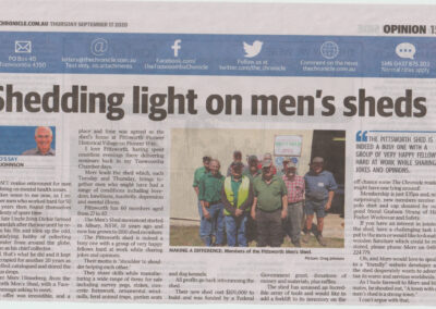 An article about the Pittsworth Men's Shed in the Toowoomba Chronicle